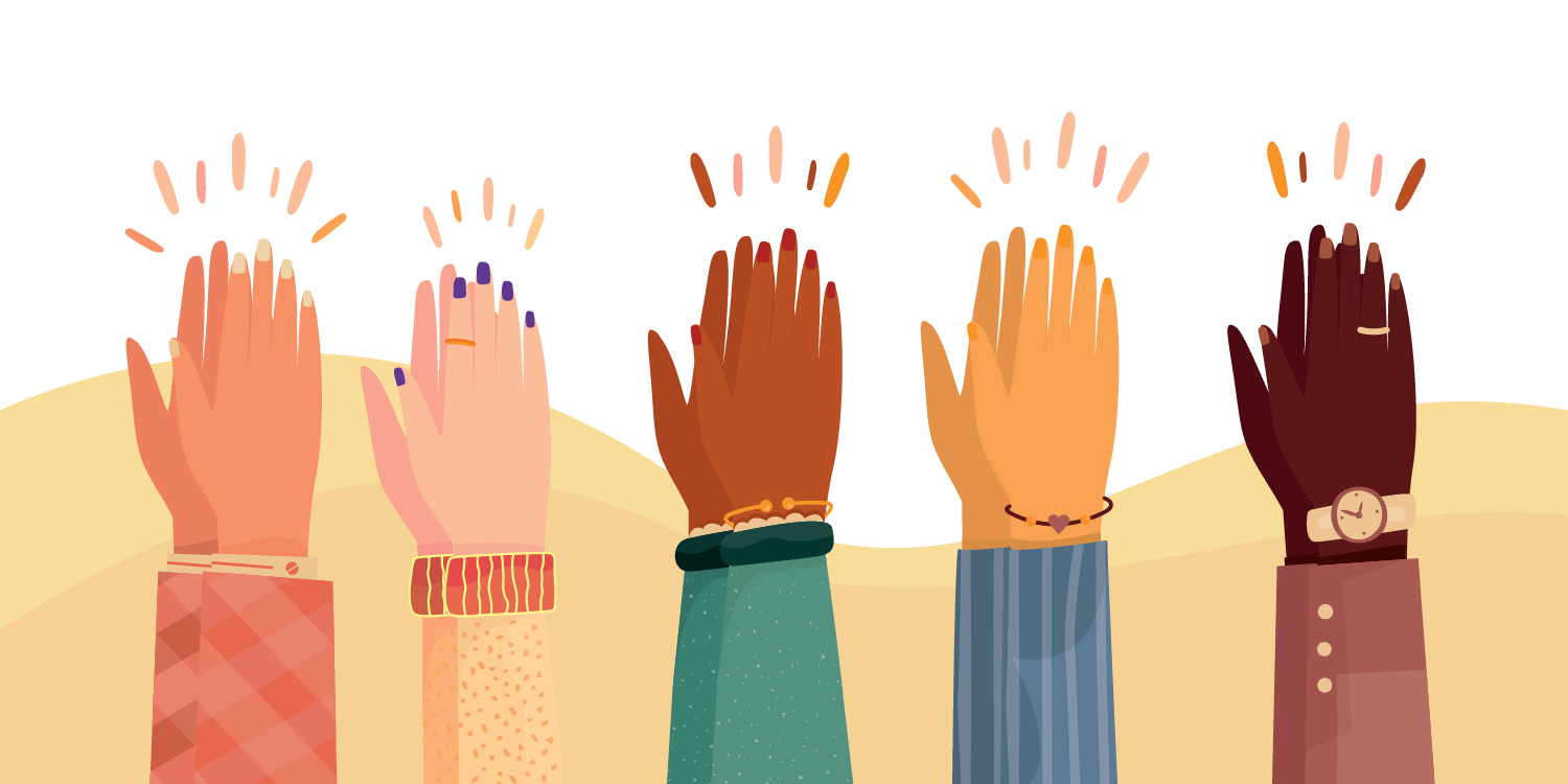 Modern illustration of international human hands clapping